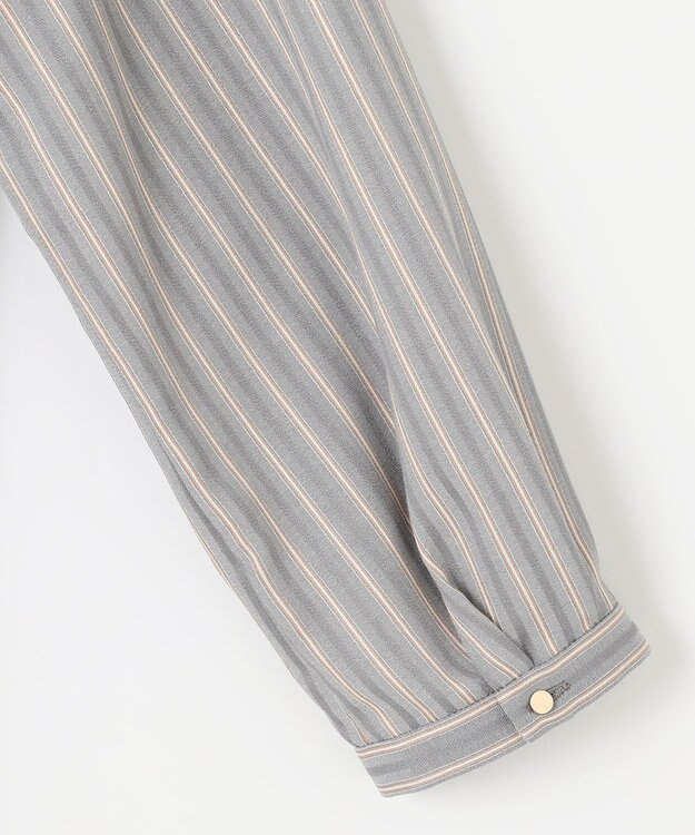 J.PRESS LADIES L TW ストライプ＆チェック カットソー ライトグレー系1