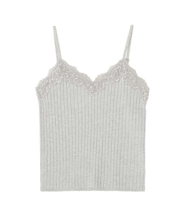 earth music&ecology レースリブキャミソール Gray