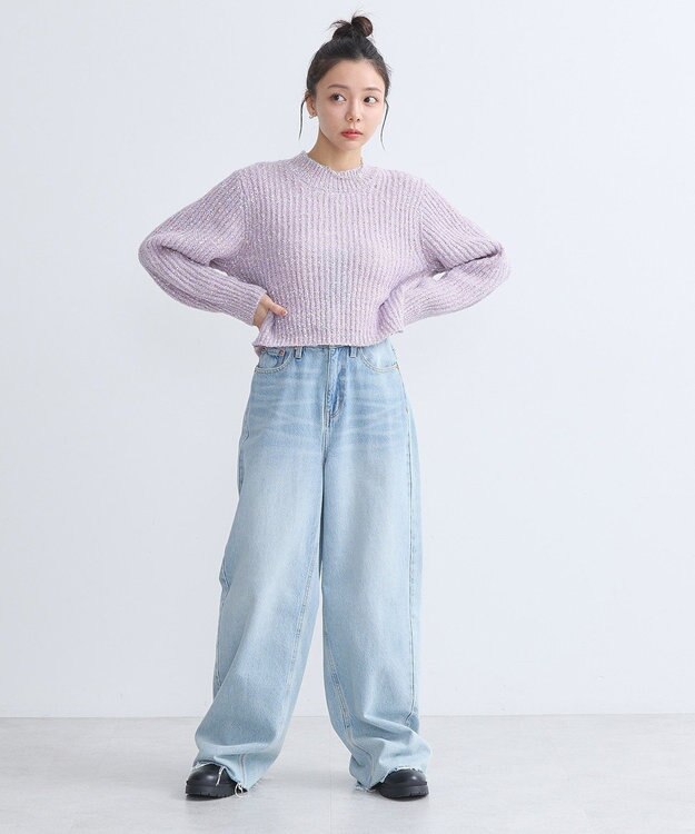 earth music&ecology ブラッシュヤーンニットプルオーバー Lavender