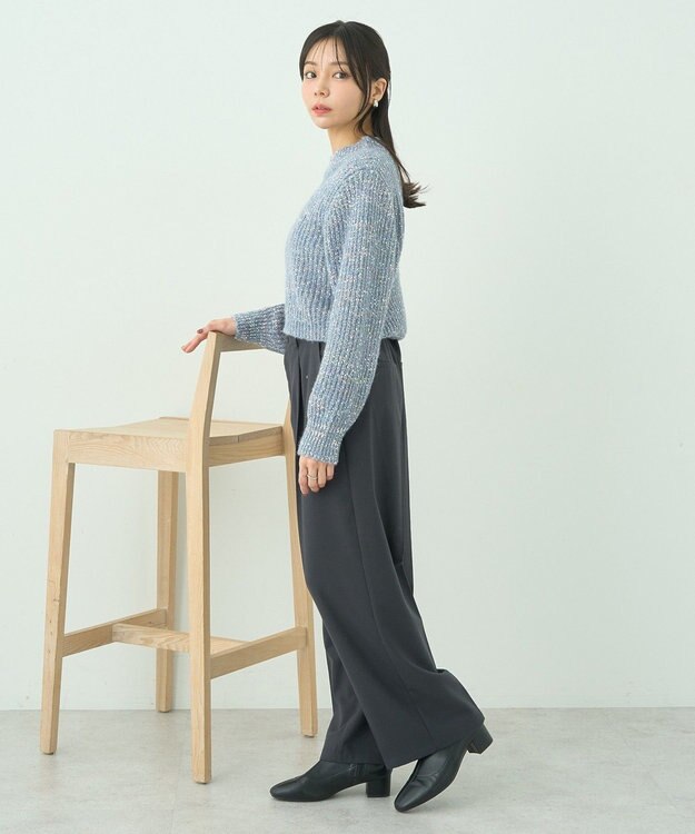 earth music&ecology ブラッシュヤーンニットプルオーバー Blue