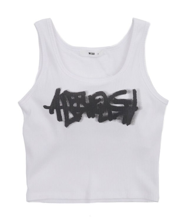 WEGO 【カップ付きインナー】グラフィックカップ付きリブタンク 柄2