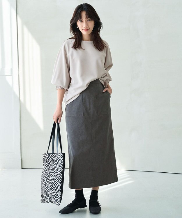 ANY L 【ウエストゴム】ベイカースカート チャコール