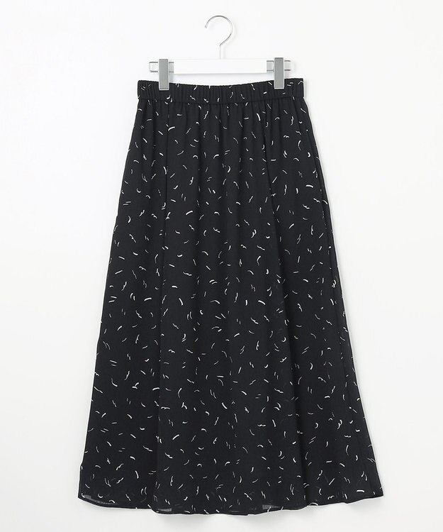 自由区 【XSサイズ～/洗える】ドローイングタッチプリント ギャザースカート ネイビー系5