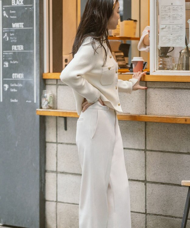 23区 【洗える】コットンリリー ニットジャケット アイボリー系