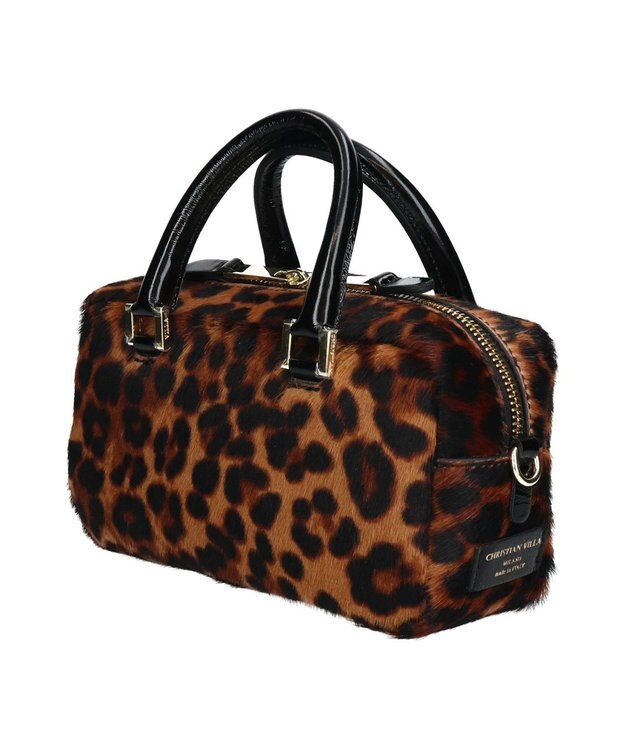 INTER-CHAUSSURES 【CHRISTIAN VILLA】レオパード柄スモールサイズハンドバッグ マルチハラコ