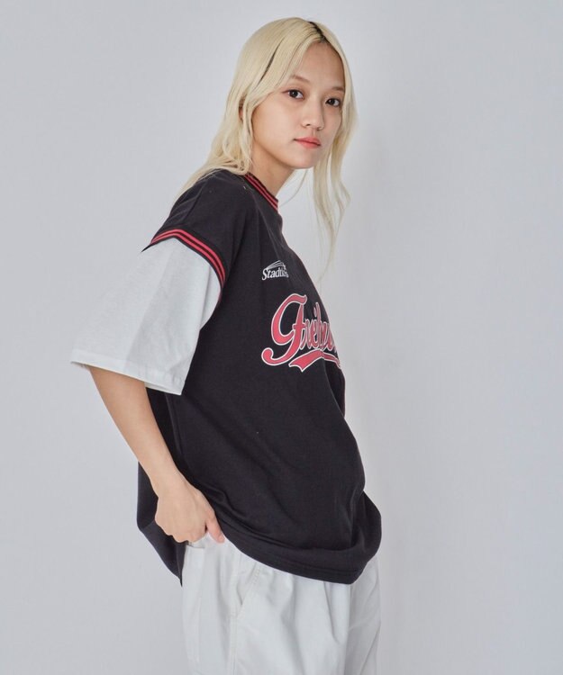 WEGO 【ユニセックス着用ITEM/MLサイズ展開】フェイクタンクグラフィックT（SS） ブラック