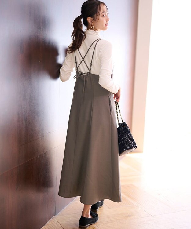 ANY SIS 【洗える】フレアキャミソール ワンピース モカグレー