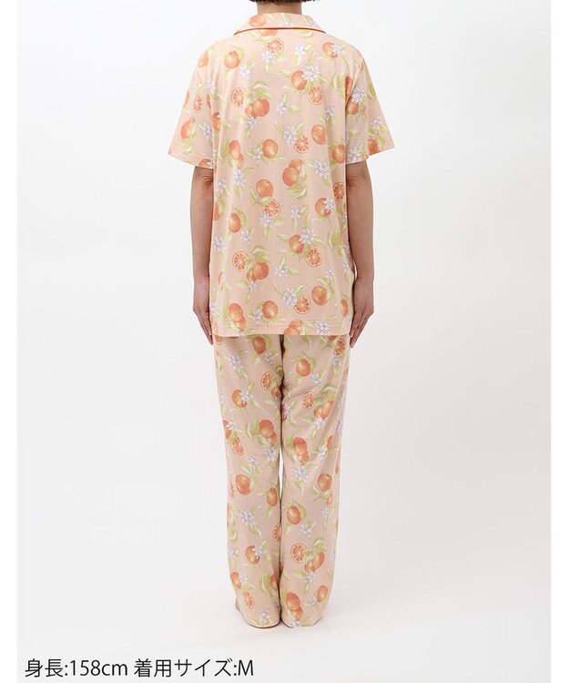 Wing パジャマ 5分袖 半袖 長ズボン 綿混(本体) 天竺素材 レディース EP8077 ウイング／ワコール オレンジ