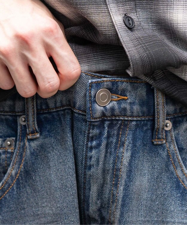 WEGO ローライズバギーフレアデニムカーゴパンツ デニム淡加工色