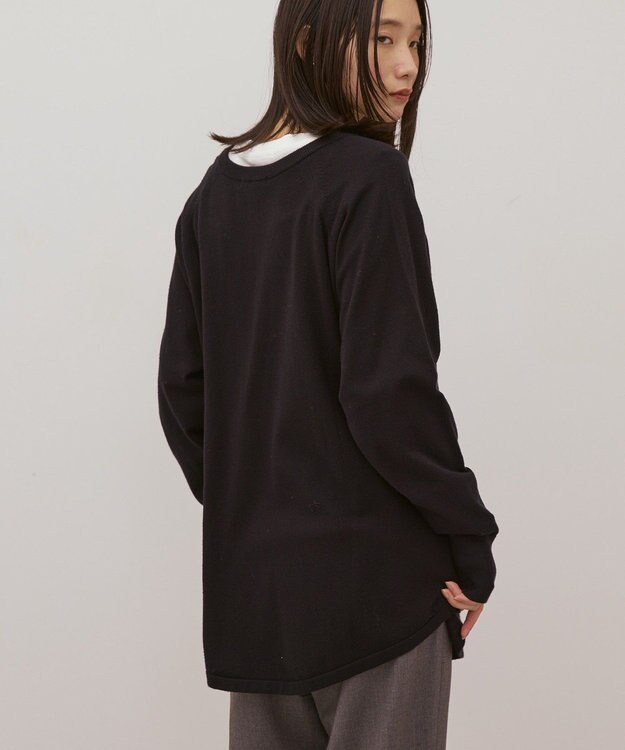 AMERICAN HOLIC バイパチ2WAYヘンリーネックニットプルオーバー Black