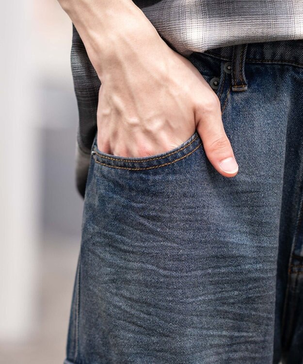 WEGO ローライズバギーフレアデニムカーゴパンツ デニム淡加工色