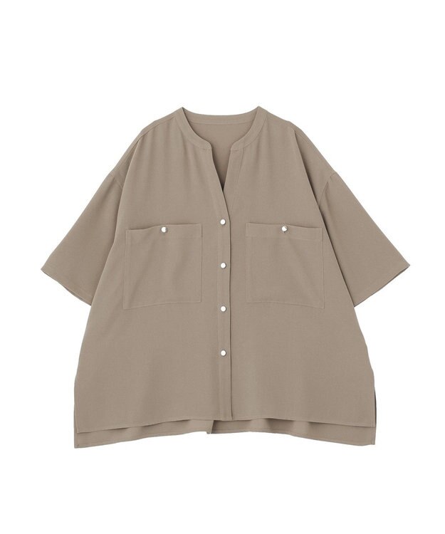AMERICAN HOLIC 【WEB限定】ミリタリーWポケットスキッパーシャツ Gray Beige