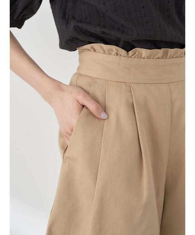 earth music&ecology フリルキュロットパンツ Camel