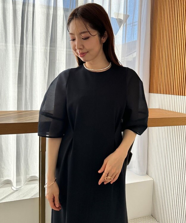 UNFILO 【VERY×UNFILOコラボ】BEAUTY MOVE シアースリーブ ワンピース ネイビー