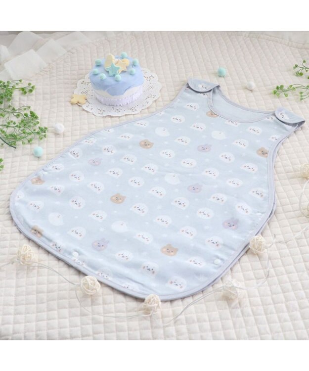 Mother garden しろたん 総柄 スリーパー 四重ガーゼ ベビー おくるみ グレー