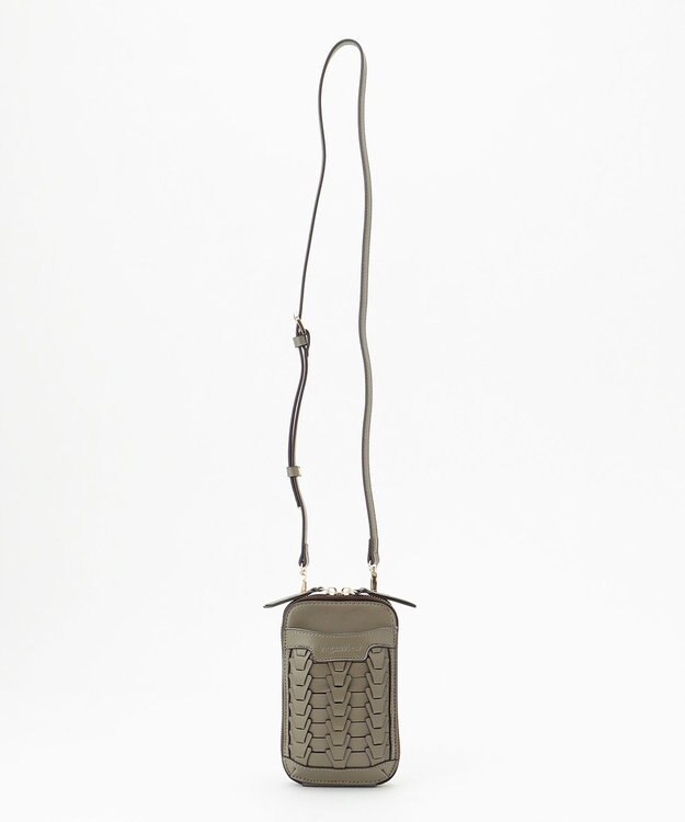 LA BAGAGERIE 【veganview】v piece mesh smartphone shoulder bag カーキ