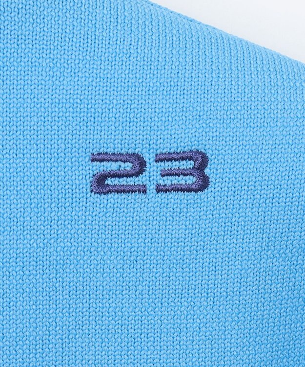 23区GOLF 【WOMEN】【ウォッシャブル】ロゴインターシャ ポリエステルニット スカイブルー系