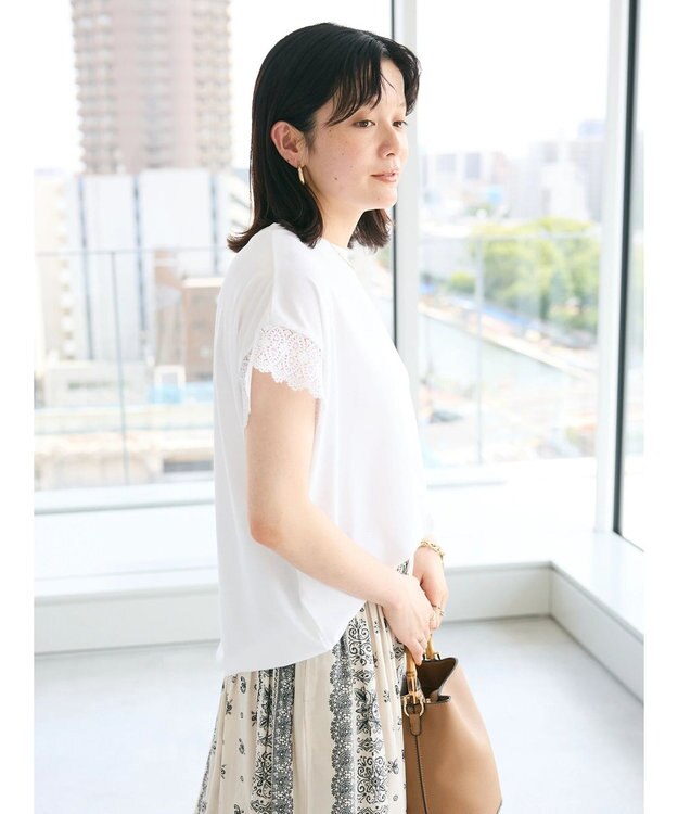 CRAFT STANDARD BOUTIQUE レーススリーブカットプルオーバー Off White