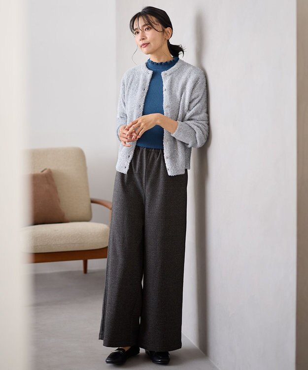 ANY シャイニーニットカーディガン シルバー