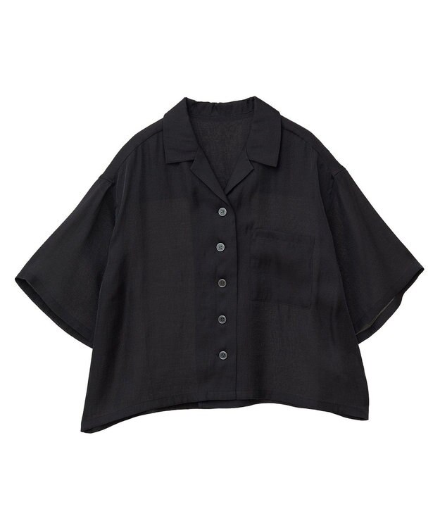 AMERICAN HOLIC 接触冷感シアー開襟半袖シャツ Black