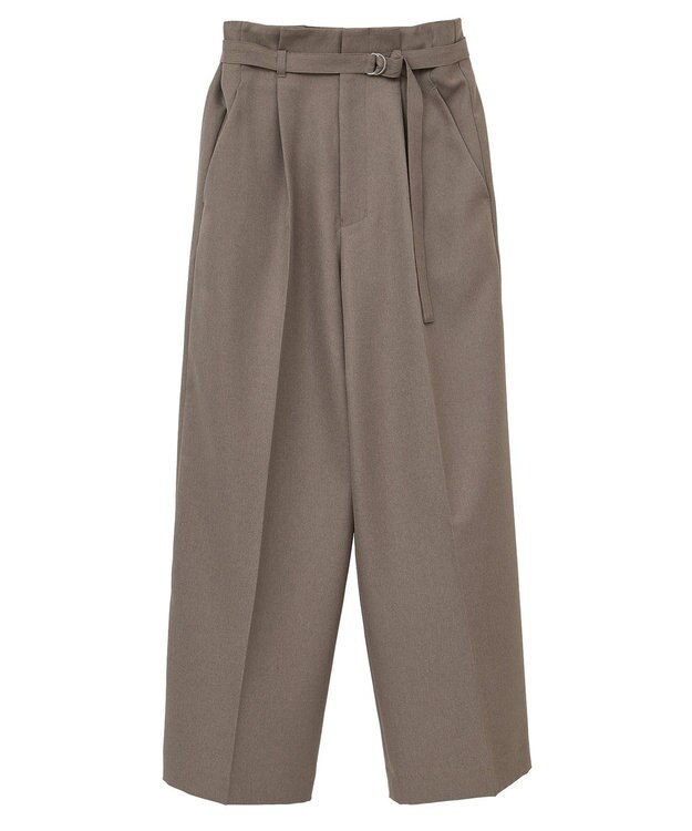 YECCA VECCA 【UVカット/接触冷感/洗える】ベルト付きイージーケアワイドパンツ Dark Beige