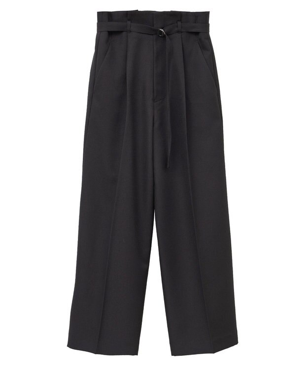 YECCA VECCA 【UVカット/接触冷感/洗える】ベルト付きイージーケアワイドパンツ Black
