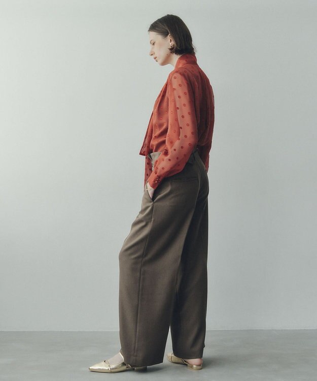 YECCA VECCA 【UVカット/接触冷感/洗える】ベルト付きイージーケアワイドパンツ Dark Beige