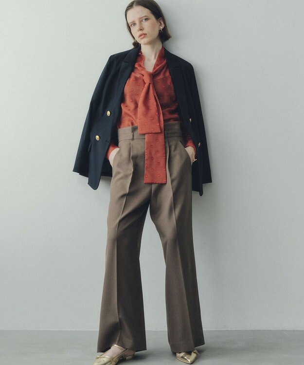 YECCA VECCA 【UVカット/接触冷感/洗える】ベルト付きイージーケアワイドパンツ Dark Beige