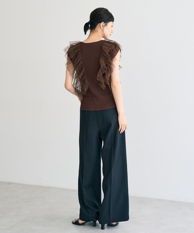 YECCA VECCA 【UVカット/接触冷感/洗える】ベルト付きイージーケアワイドパンツ Black