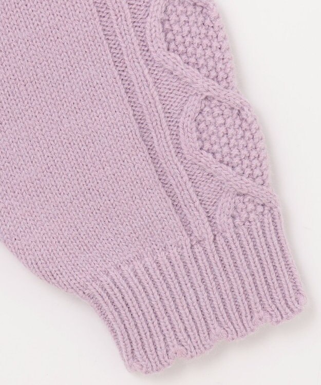 ANY KIDS リボン ケーブル ニット ラベンダー