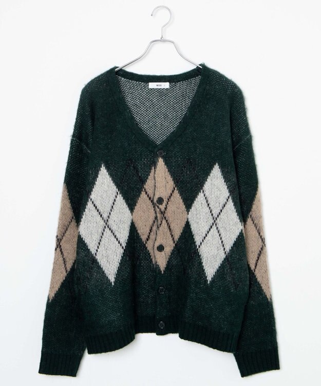 WEGO モヘアライク総柄BIGカーディガン 柄1