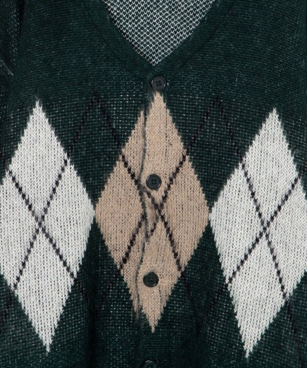 WEGO モヘアライク総柄BIGカーディガン 柄1