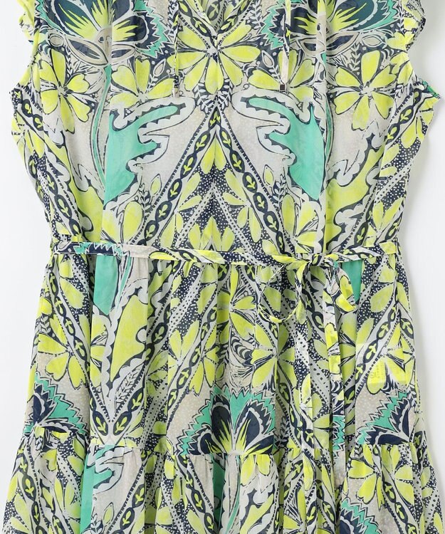 GRACE CONTINENTAL シフォンプリントティアードワンピース イエロー