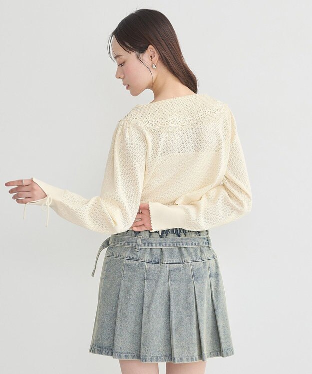 earth music&ecology レース襟カーディガン Ivory