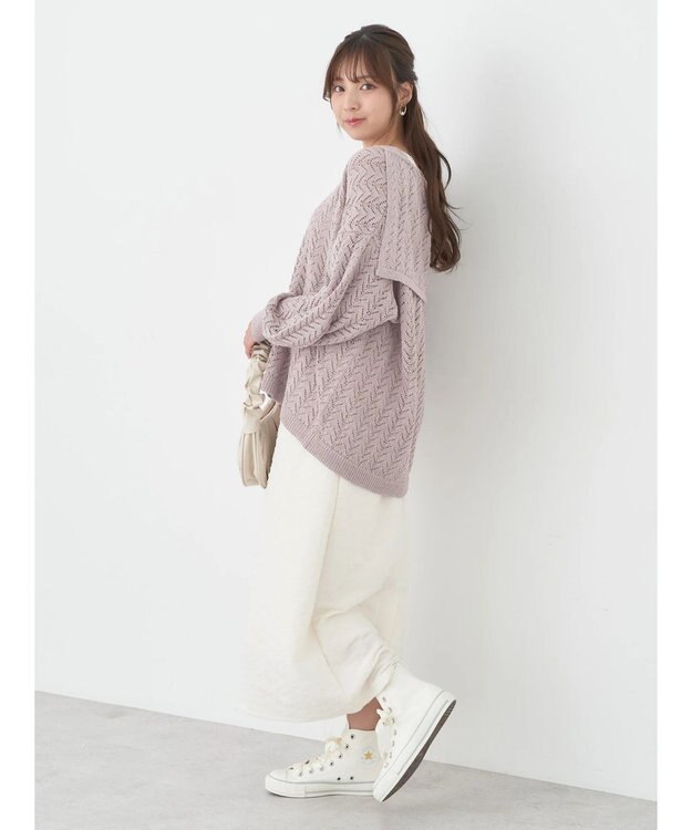 earth music&ecology ビッグカラーニットプルオーバー Lavender