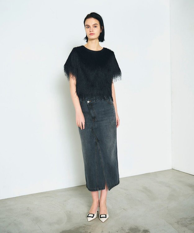 GRACE CONTINENTAL タイトデニムスカート ブラック