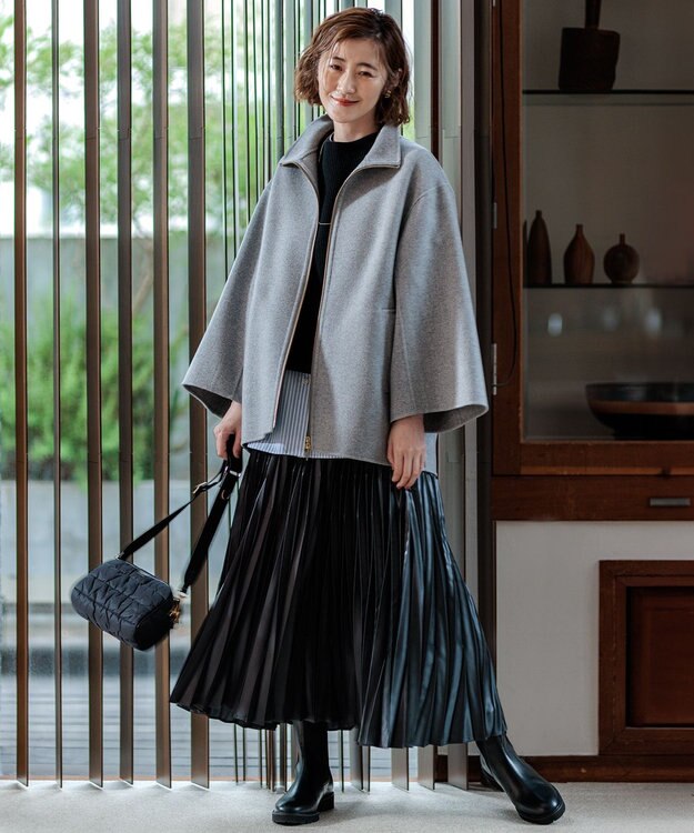 23区 S ウールリバー スタンドカラーコート ライトグレー系