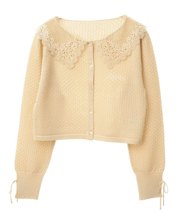 earth music&ecology レース襟カーディガン Yellow