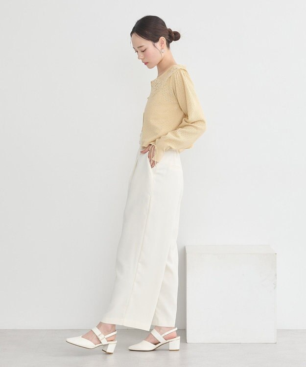 earth music&ecology レース襟カーディガン Yellow