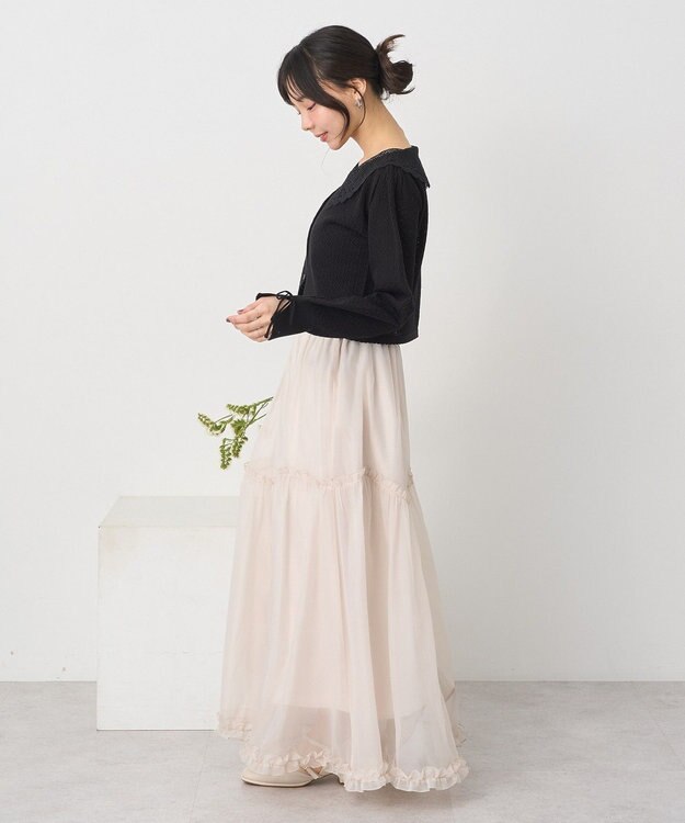 earth music&ecology レース襟カーディガン Black