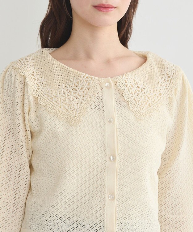 earth music&ecology レース襟カーディガン Ivory
