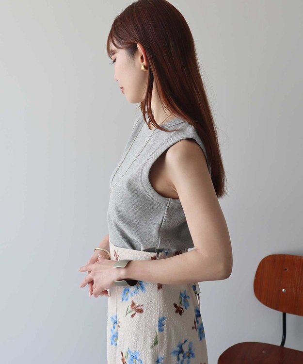 earth music&ecology 【WEB限定】リブタンクトップ ライトグレー