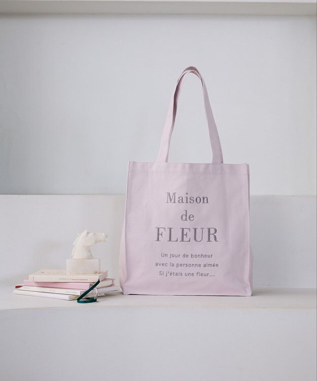 Maison de FLEUR ブランドロゴ刺繍スクエアトートバッグ Grayish Pink