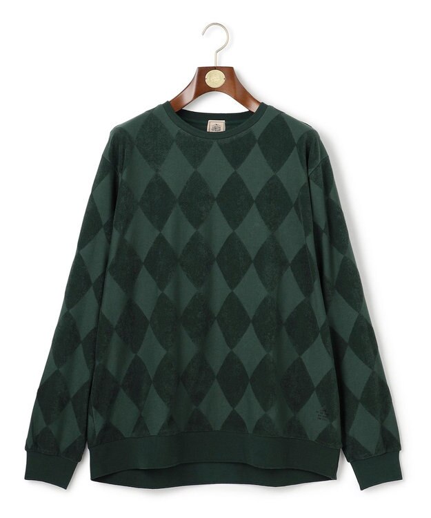 J.PRESS MEN 【KING SIZE】アーガイルワントーンリンクス ロングスリーブ Tシャツ グリーン系