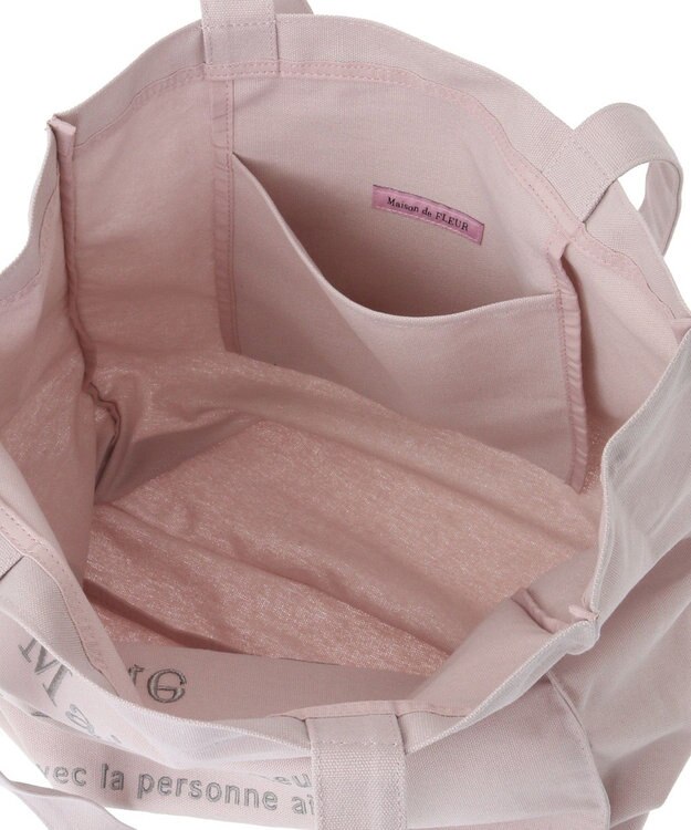 Maison de FLEUR ブランドロゴ刺繍スクエアトートバッグ Grayish Pink