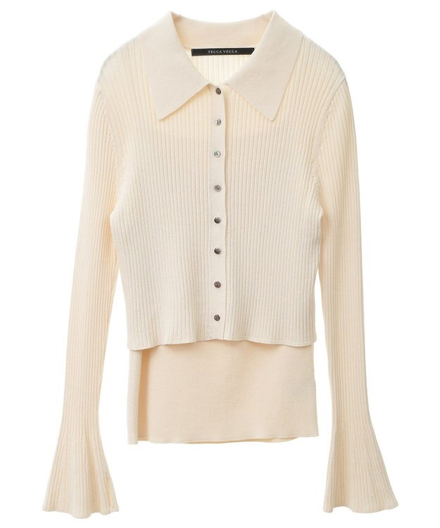 YECCA VECCA 【2点セット】キャミセット襟付きカーディガン Ivory