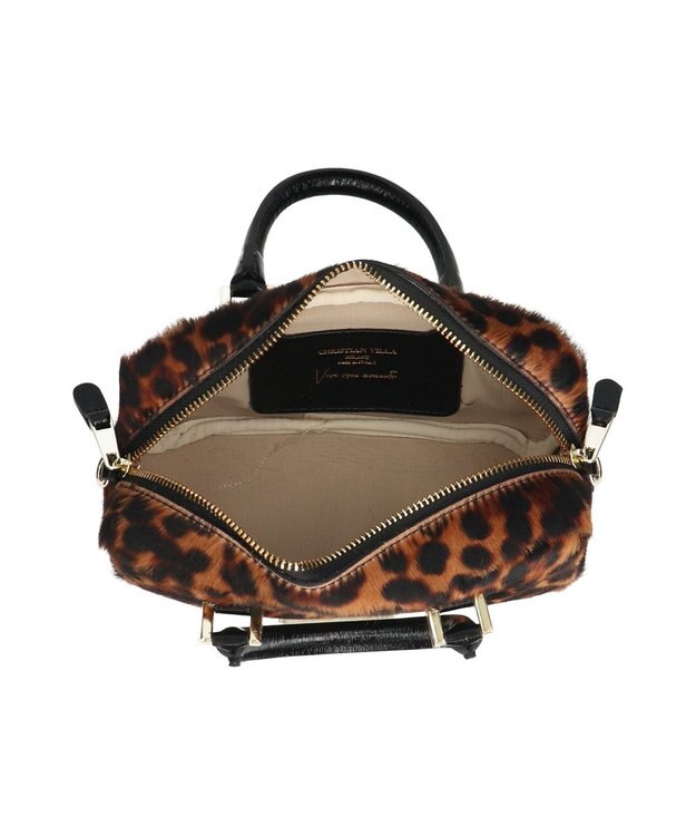 INTER-CHAUSSURES 【CHRISTIAN VILLA】レオパード柄スモールサイズハンドバッグ マルチハラコ