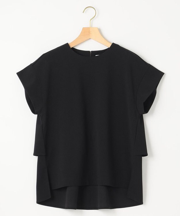 組曲 S 【吸湿・冷感・UVケア】ジョーゼットジャージーバックフリル Tブラウス ブラック系