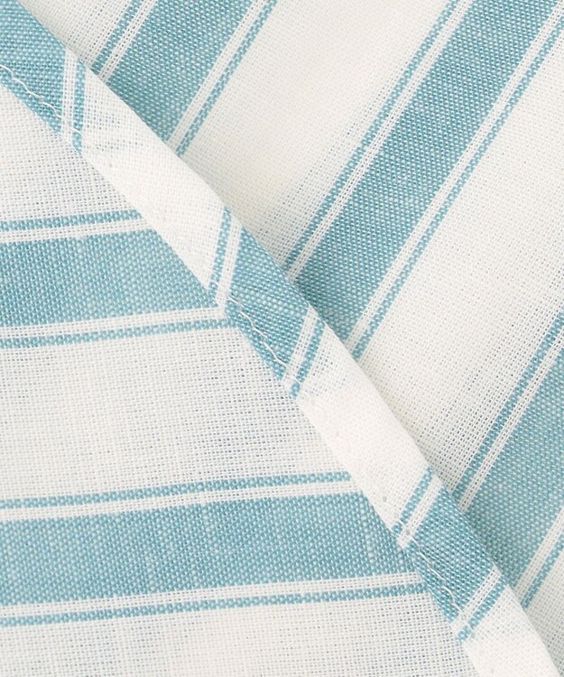 自由区 【洗える】テンセルリネンベーシック シャツ オフ×ブルーストライプ