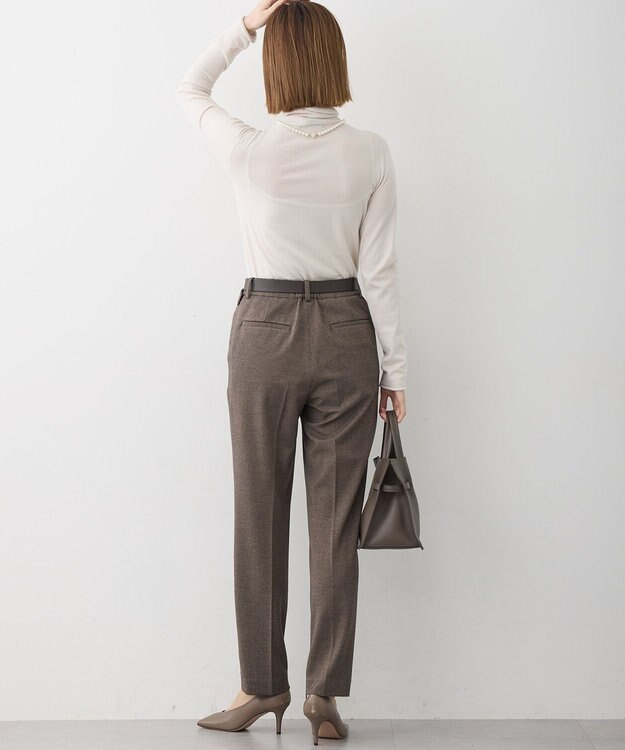 23区 L 【洗える】フランネル2WAY テーパード パンツ ダークブラウン系